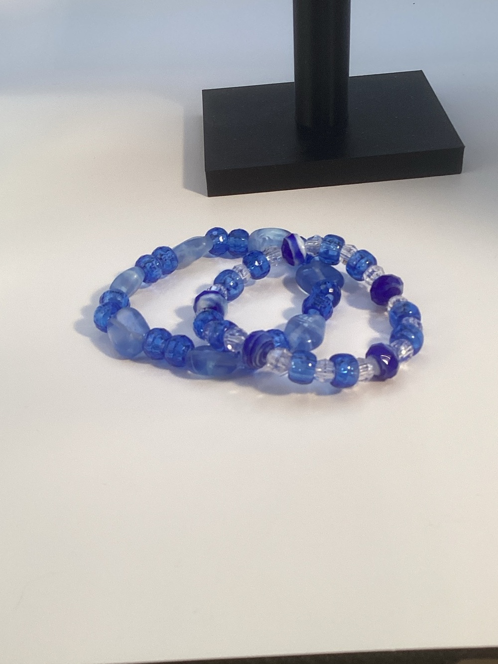 Blue Glass Bead Stretch Bracelet Set - Women Jewelry
